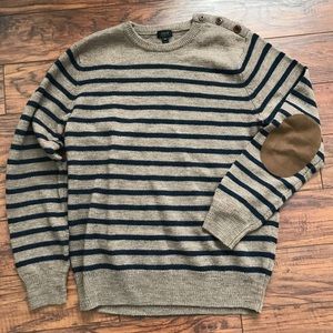 J. Crew Navy Stripe Wool Men’s Sweater